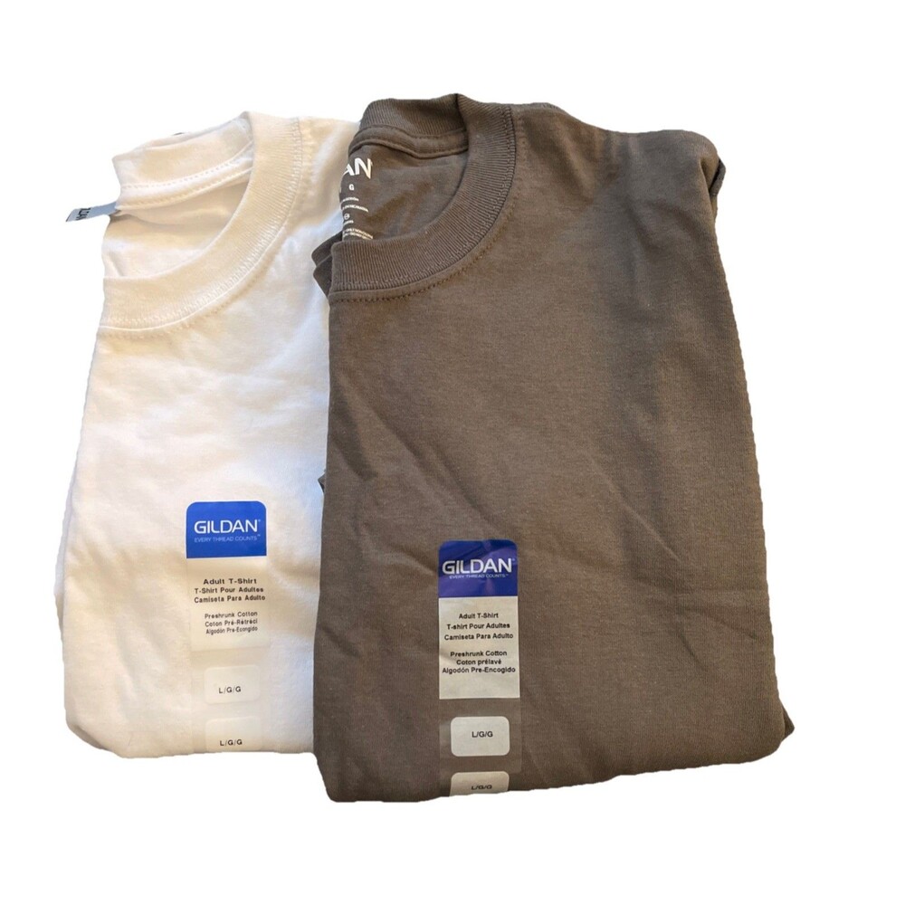 2 Gildan 100% Cotton T-shirts Adult size Large Blank